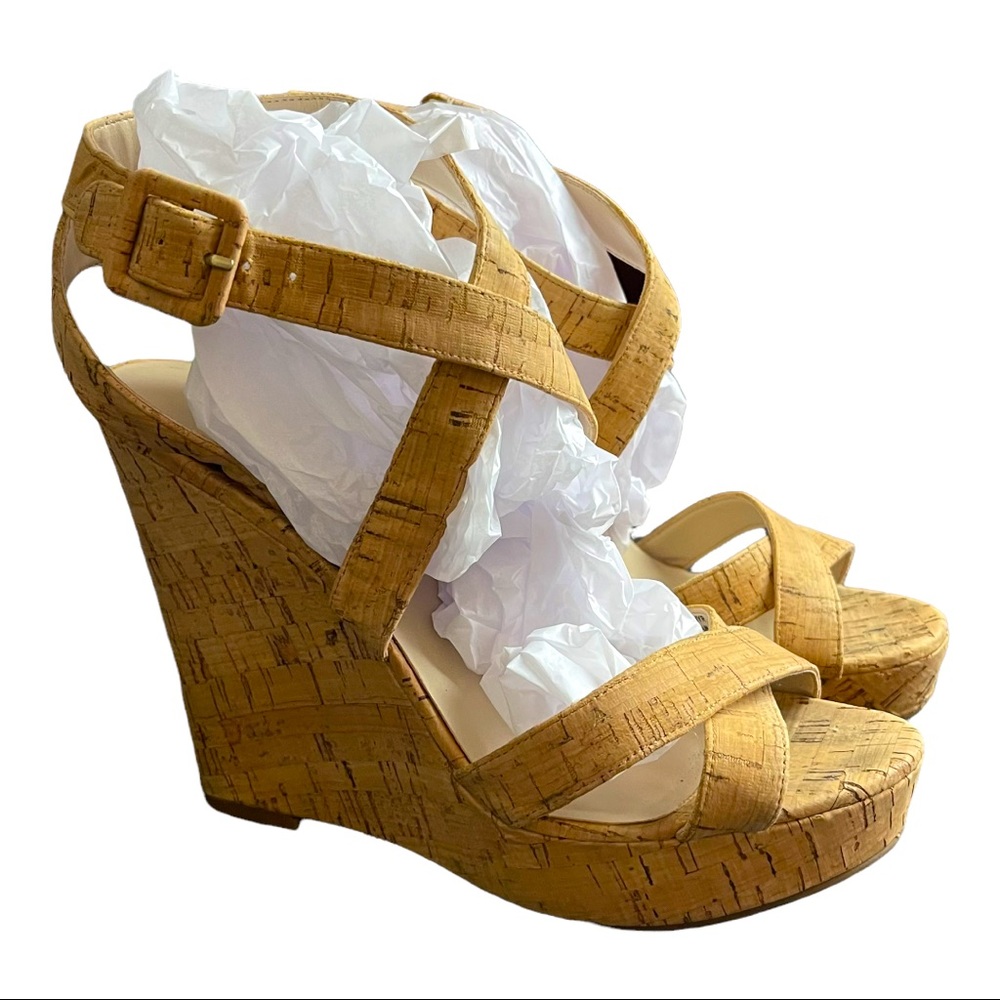 Nine West Wedges Cork sandals size 9 cork straps